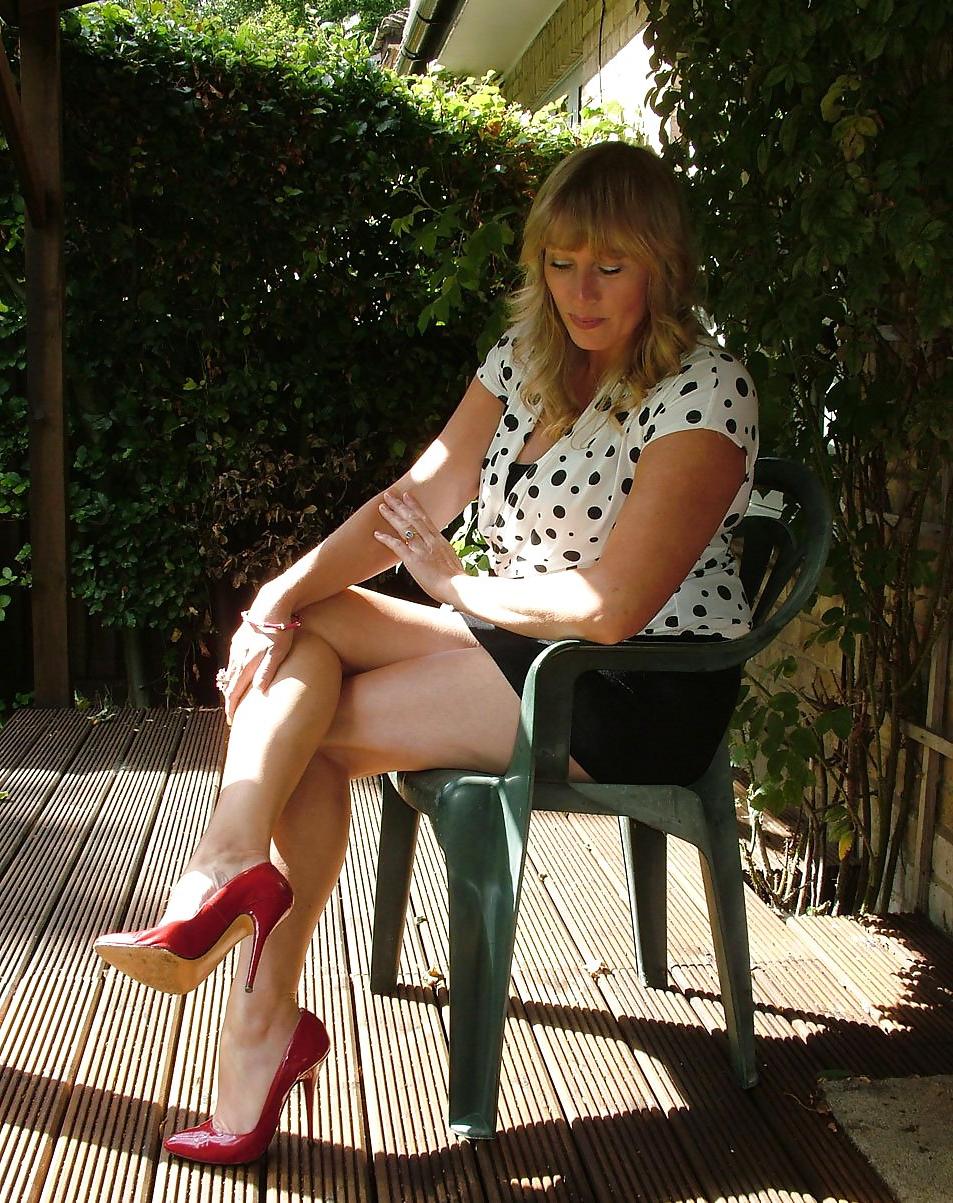 25P Stockings and high heels