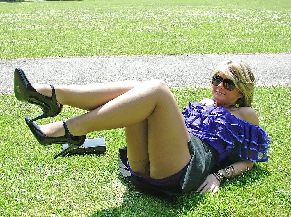 25P Stockings and high heels