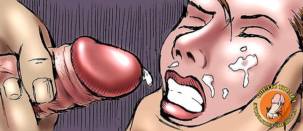 18P Hand drawn rough sex has him using her cunt and asshole..
