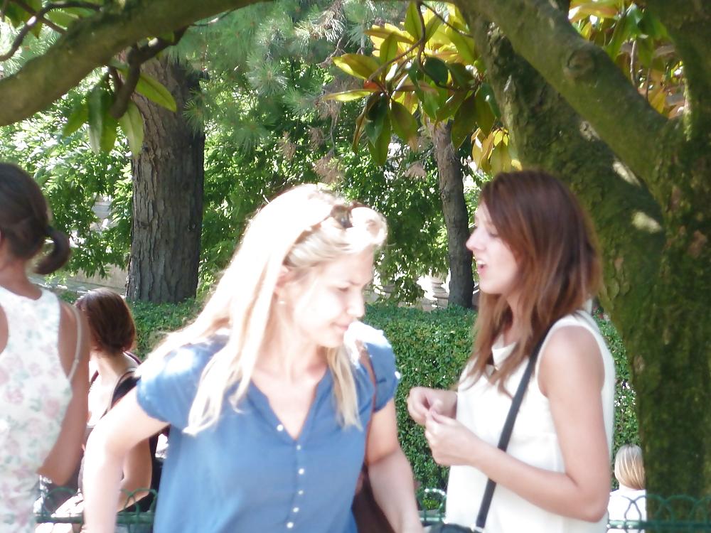 11P Teens in park - Visible thong and pantie