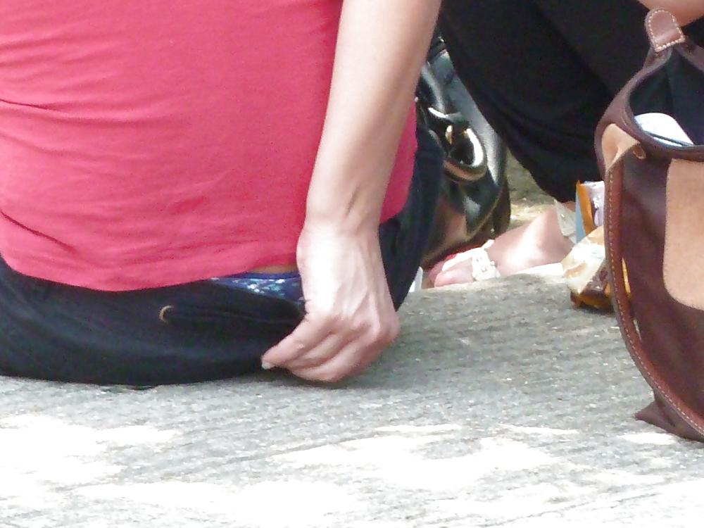 11P Teens in park - Visible thong and pantie