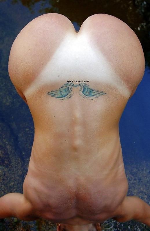 16P Hot Wife With Tan Lines Posing Naked At The Lake