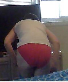 12P My wife stuffing her pink panty ass into a pair of jeans