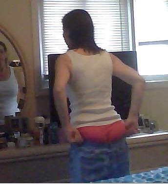 12P My wife stuffing her pink panty ass into a pair of jeans