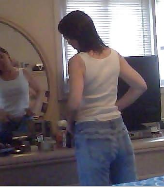 12P My wife stuffing her pink panty ass into a pair of jeans