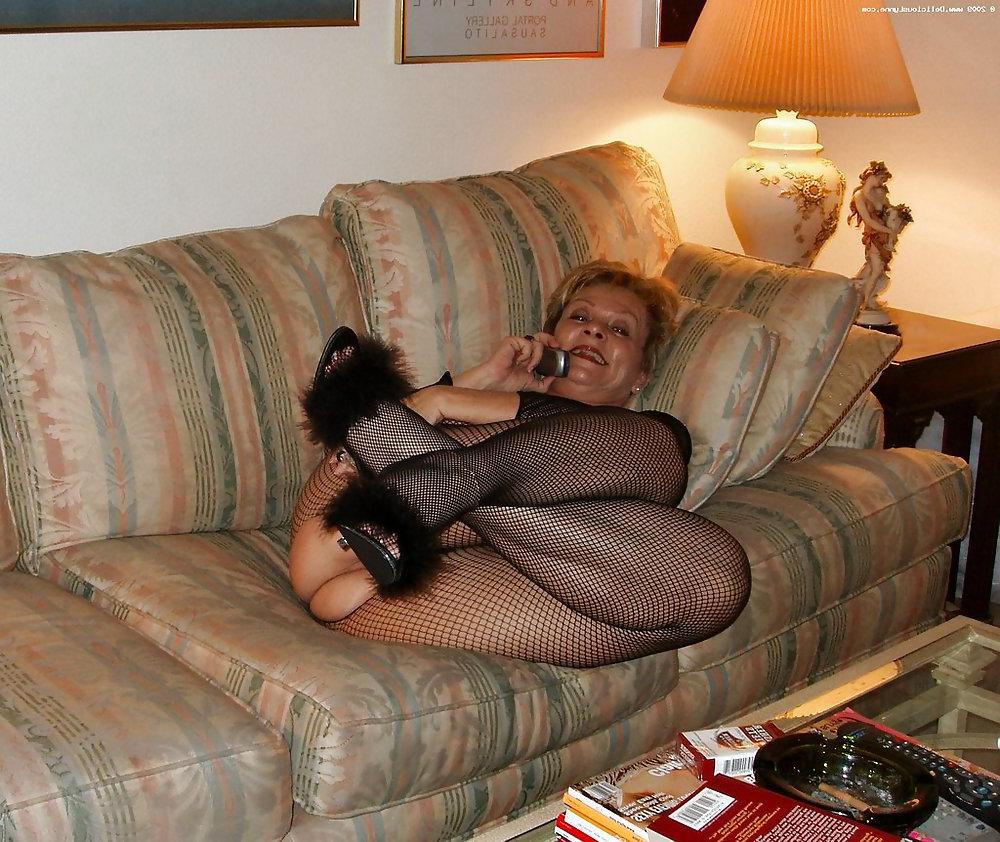 16P Sexy mature in fisnet bodystocking strips