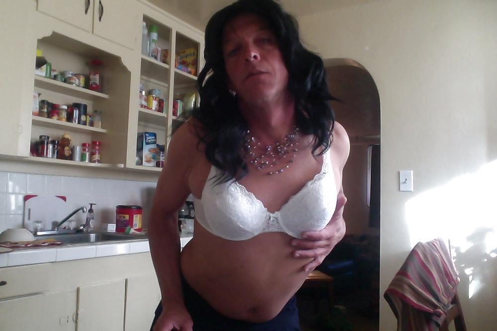 21P Crossdresser legs, feet, panties, bra, skirt in the morning