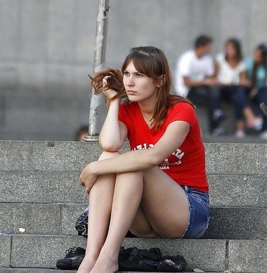 18P Mini skirt in the street