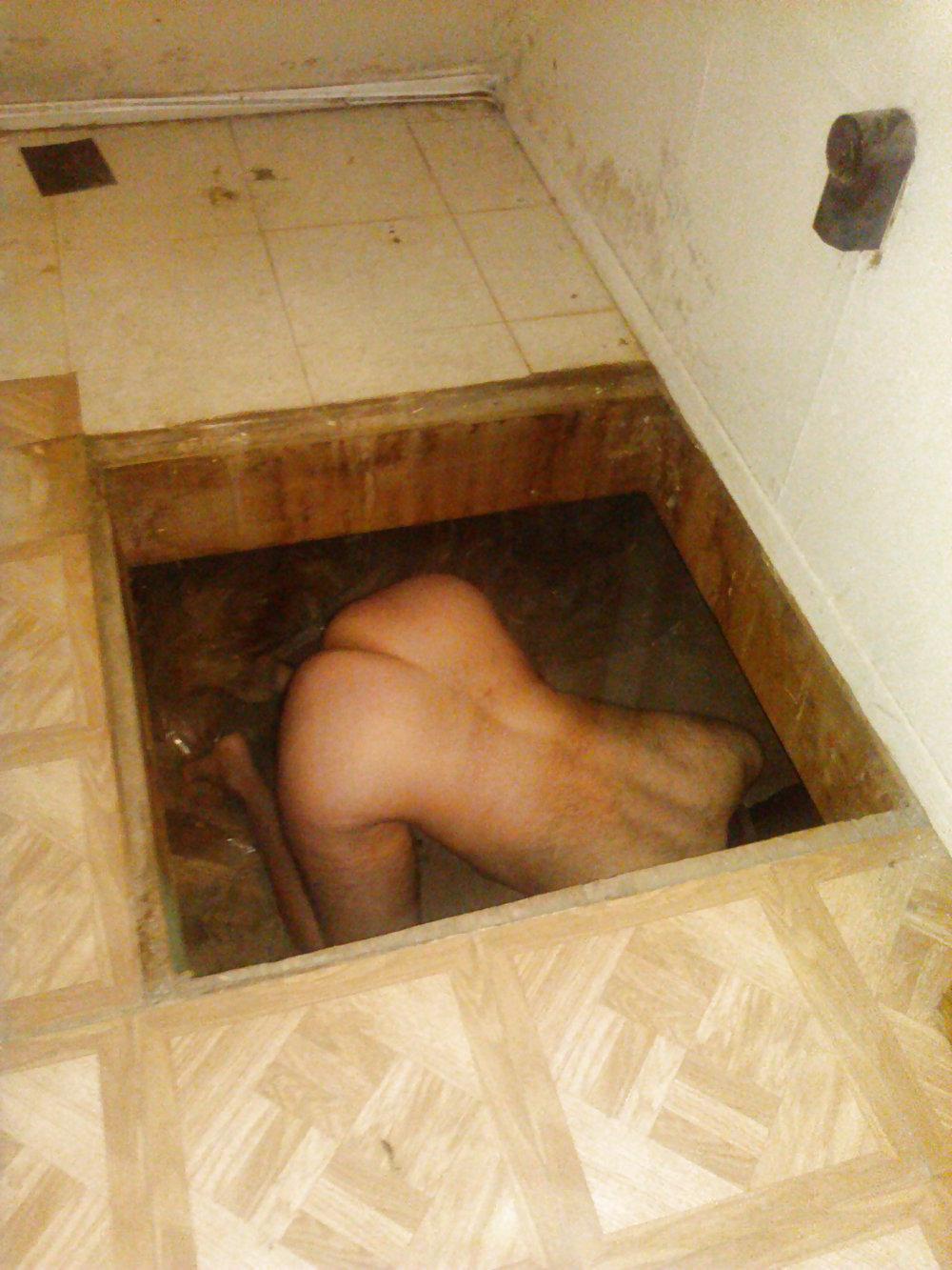 9P Caged crawlspace punishment & fisting