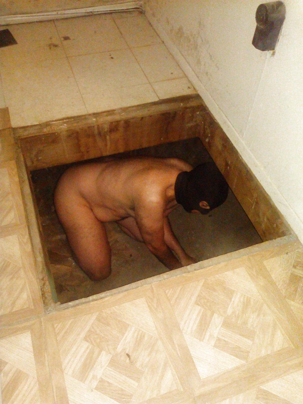 9P Caged crawlspace punishment & fisting