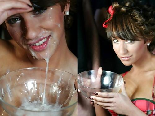 25P Thirsty Sluts Drinking Cum From The Glass