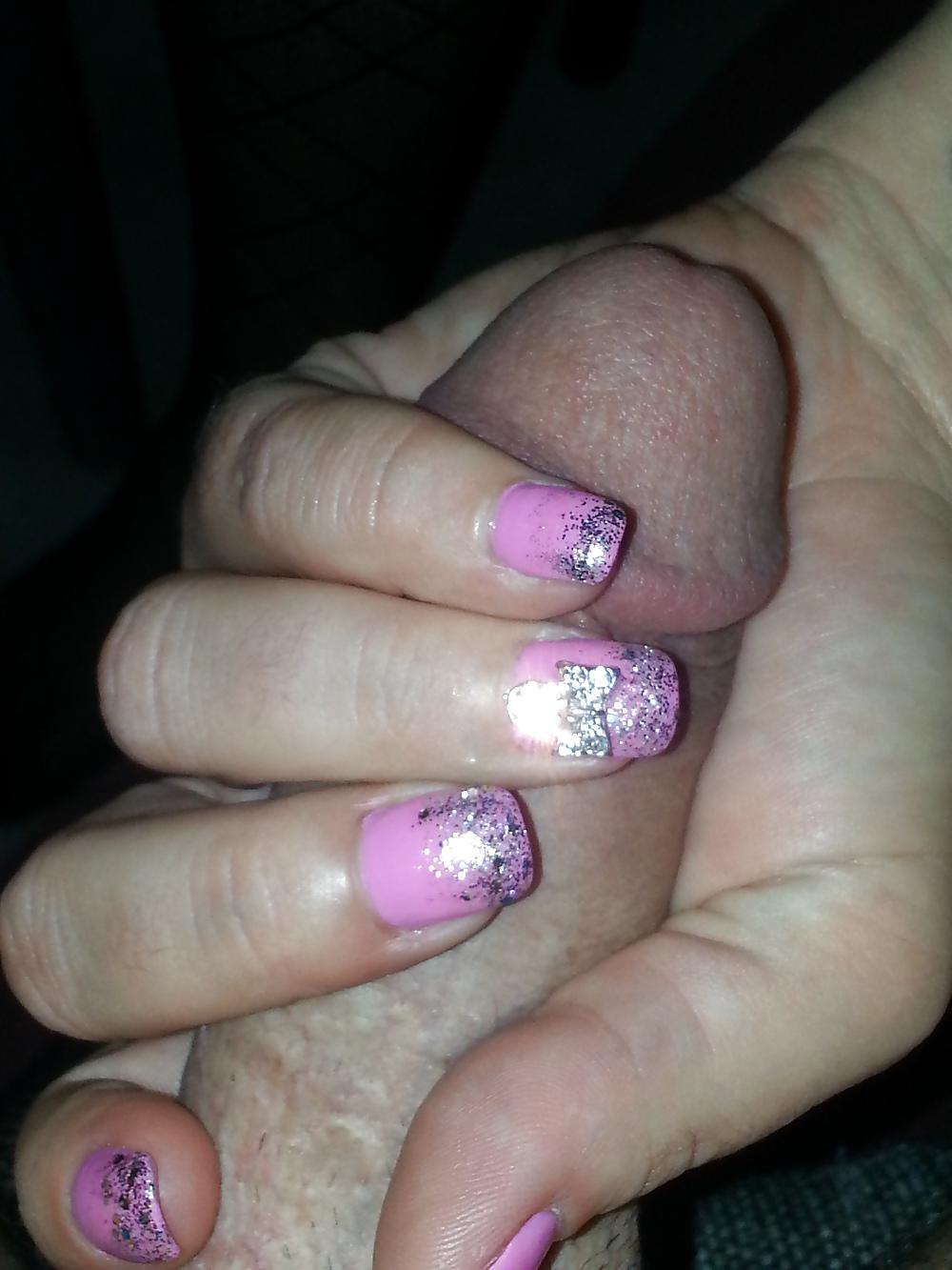 25P Pics of my wife's Pretty Nails and my Cock