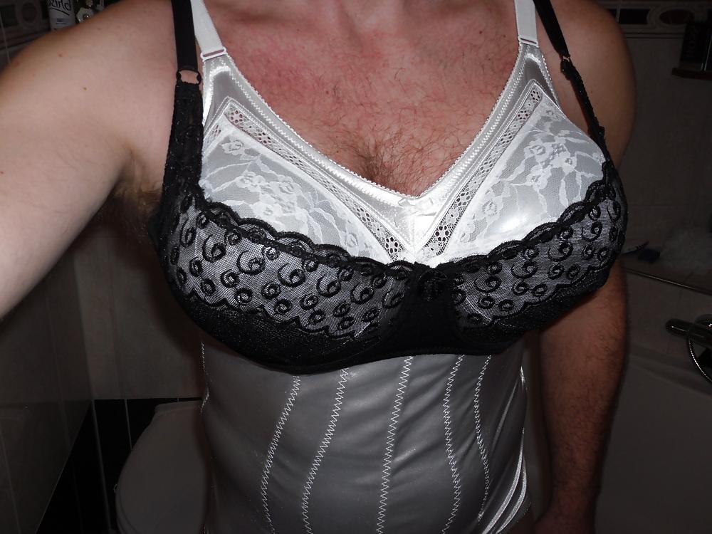 25P Satin body with double pantyhose, bra and satin panties.