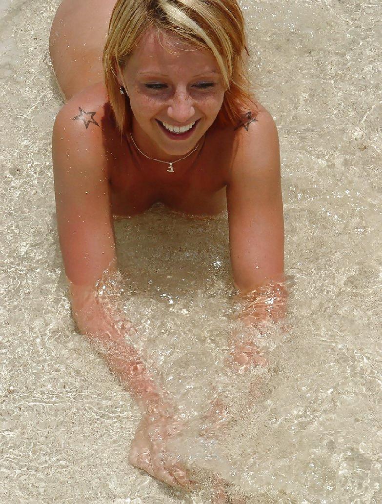 9P Hot blonde mature on the beach