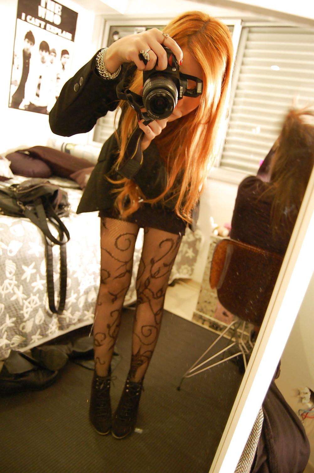 17P Hot teen redhead hipster in tights pantyhose