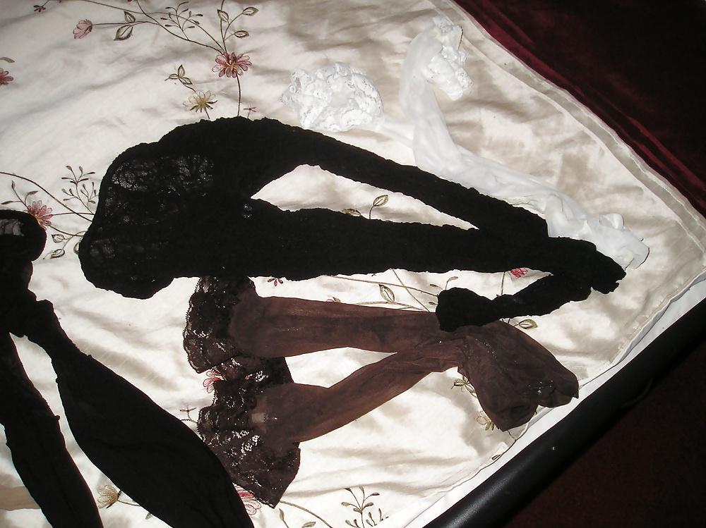6P My girlfriends variuos worn tights pantyhose and stockings