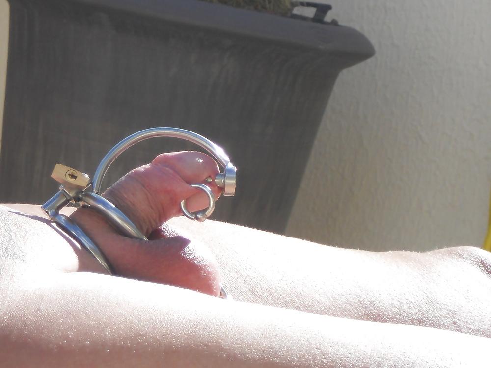 4P Steel chastity for slave + 8mm catheter with ridges