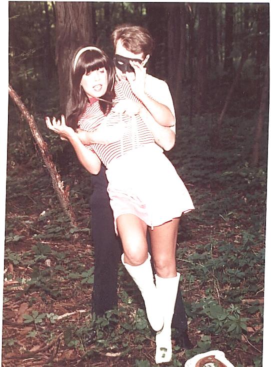 24P Retro bondage-stripped in the forest.