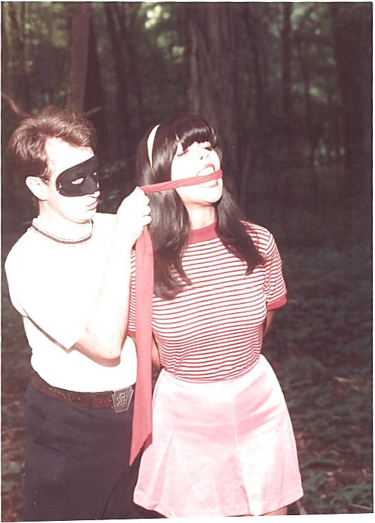 24P Retro bondage-stripped in the forest.