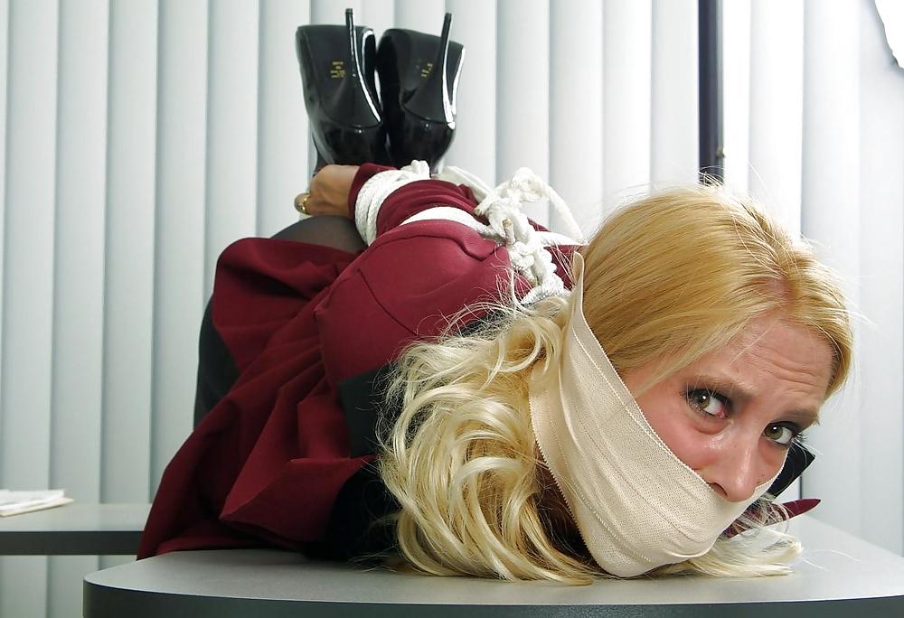 25P Hot Blonde Secretary Hogtied and Gagged in the office