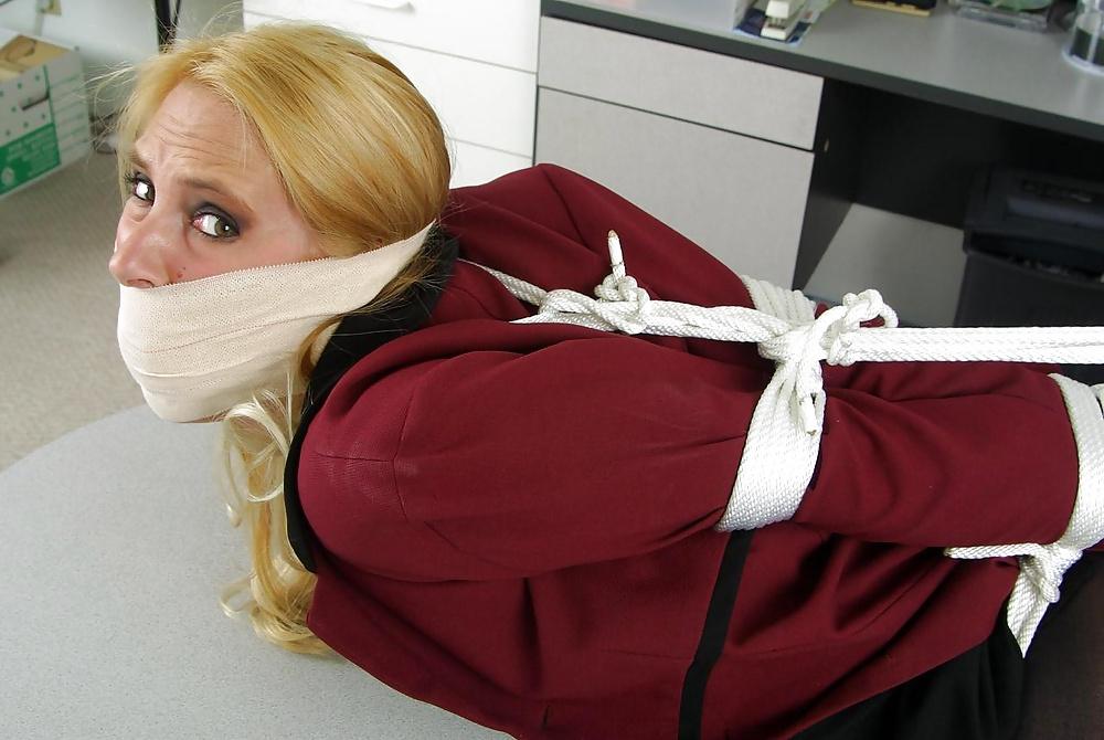 25P Hot Blonde Secretary Hogtied and Gagged in the office
