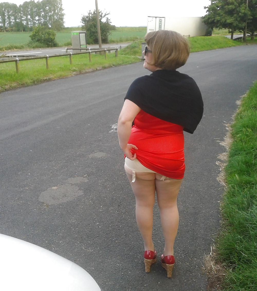 25P Flashing in the Fens in girdle and stockings