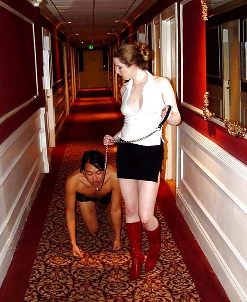 16P Naked Male Slave Taken For Walkies on a Leash #2