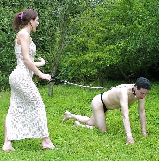 16P Naked Male Slave Taken For Walkies on a Leash #2