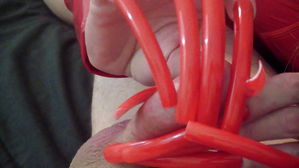 23P Long sexy red Nails