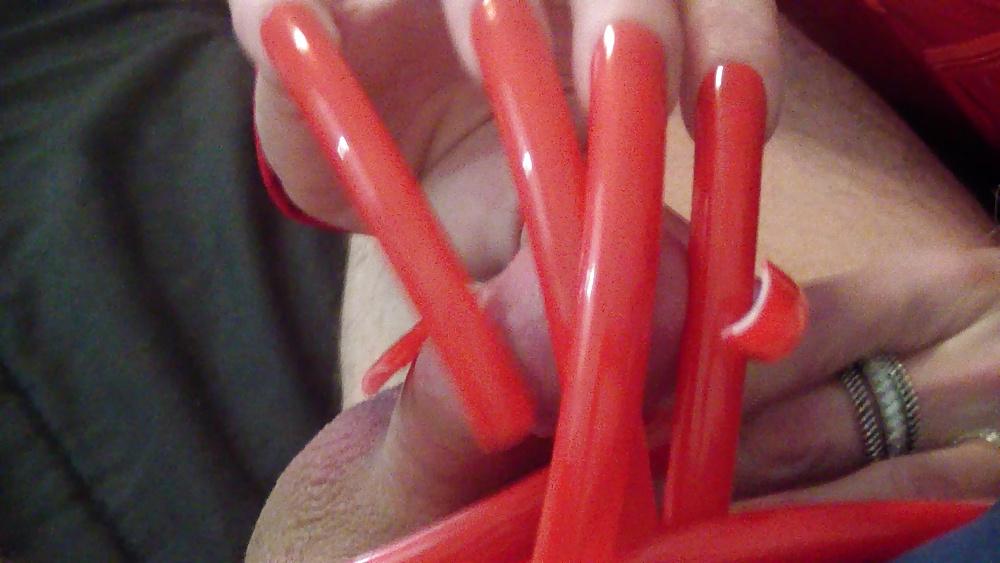 23P Long sexy red Nails