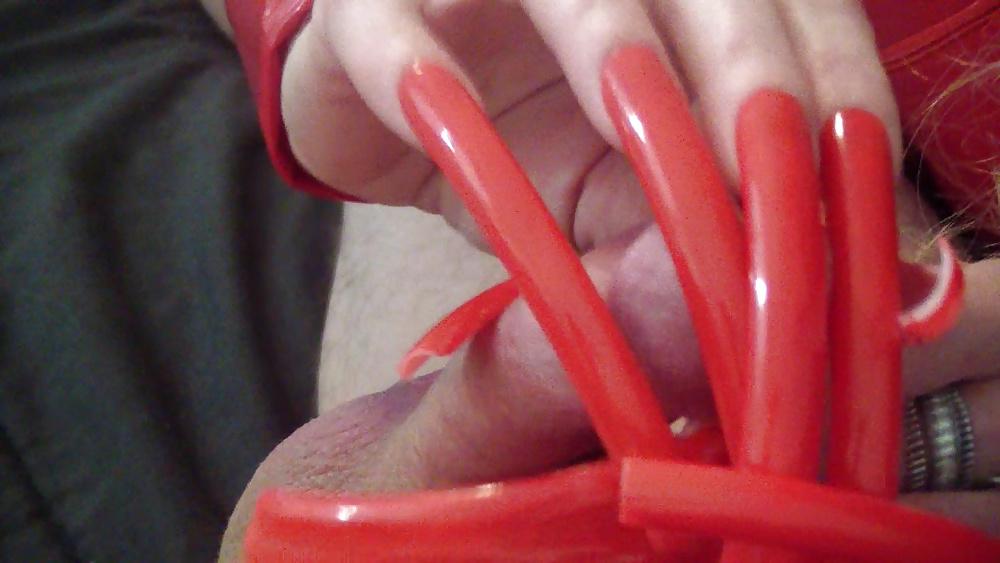 23P Long sexy red Nails