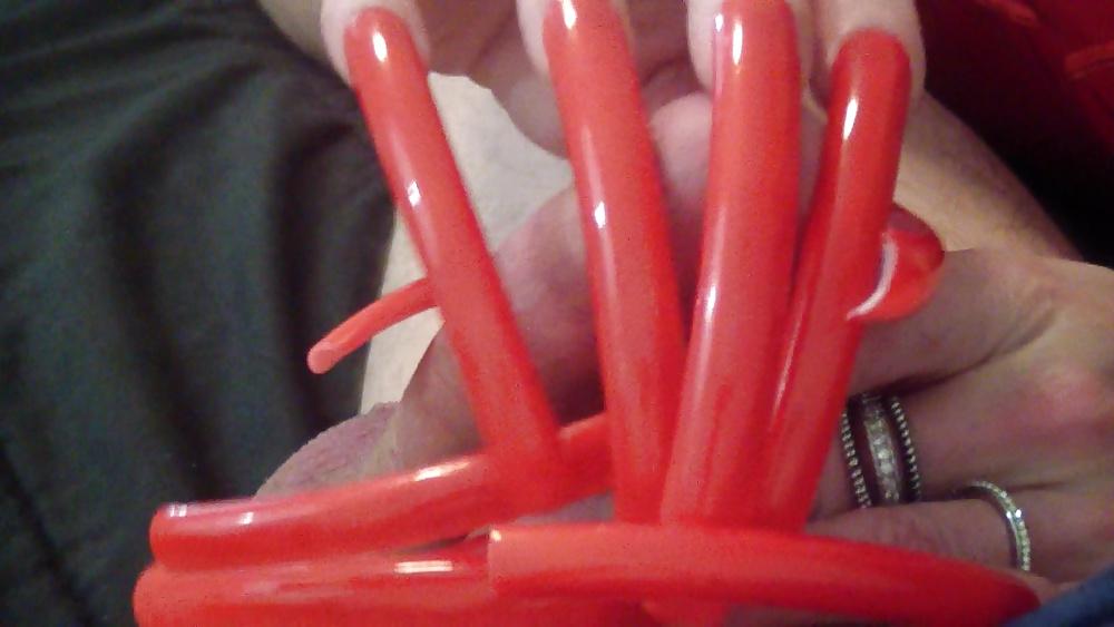 23P Long sexy red Nails