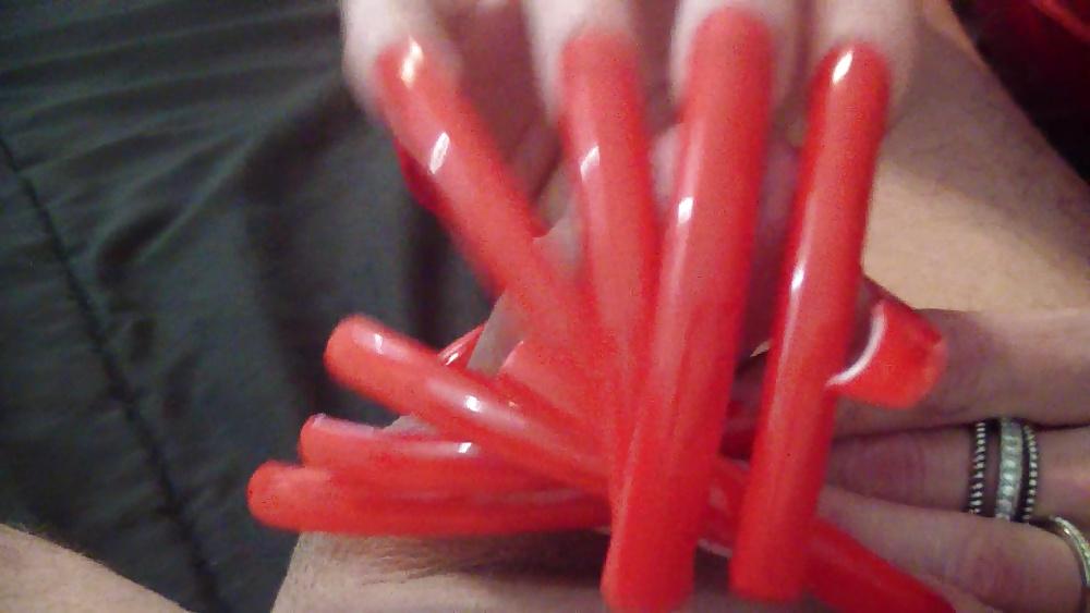23P Long sexy red Nails