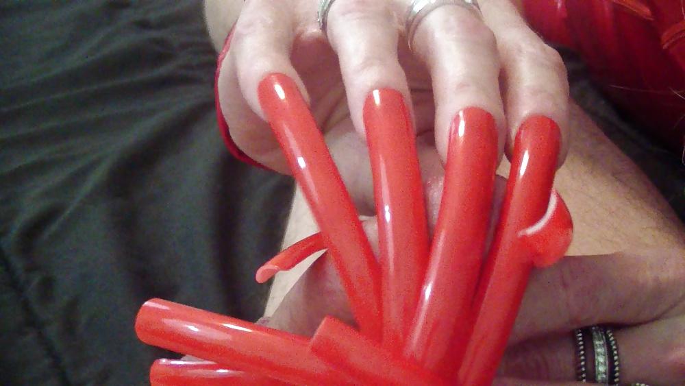 23P Long sexy red Nails