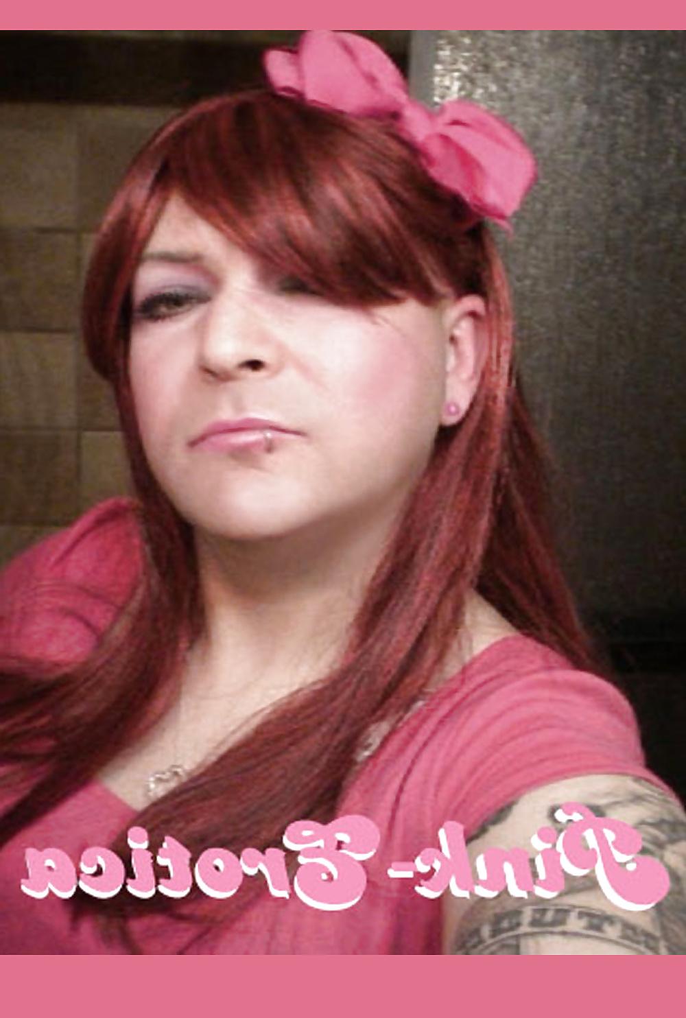 25P Pink-Erotica Sissyboy Cross Dresser Red Hair and Bow