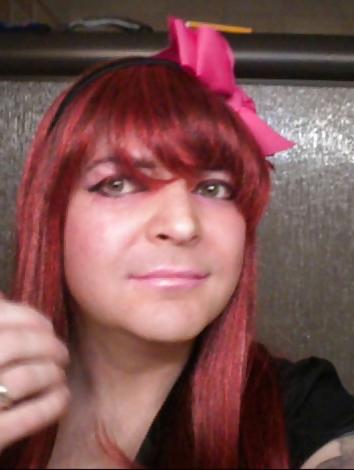 25P Pink-Erotica Sissyboy Cross Dresser Red Hair and Bow