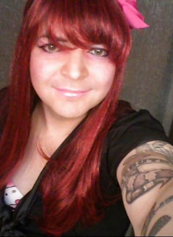 25P Pink-Erotica Sissyboy Cross Dresser Red Hair and Bow
