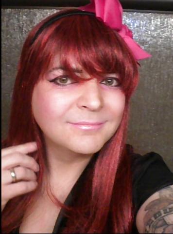 25P Pink-Erotica Sissyboy Cross Dresser Red Hair and Bow