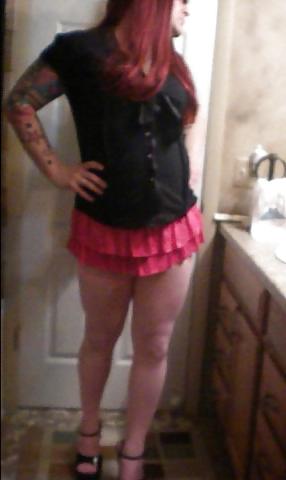 25P Pink-Erotica Sissyboy Cross Dresser Red Hair and Bow