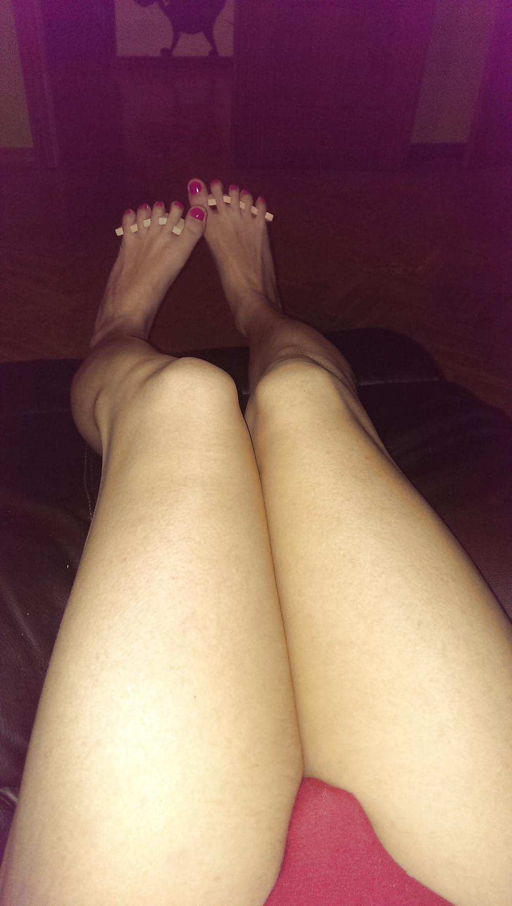 12P Home alone in flip flops, new pedicure!
