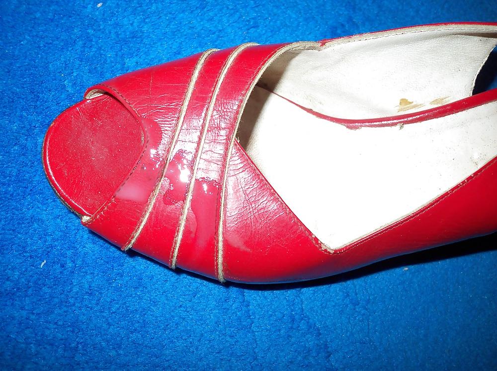 24P Red shoe with open heel and toe 