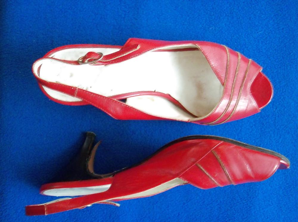 24P Red shoe with open heel and toe 