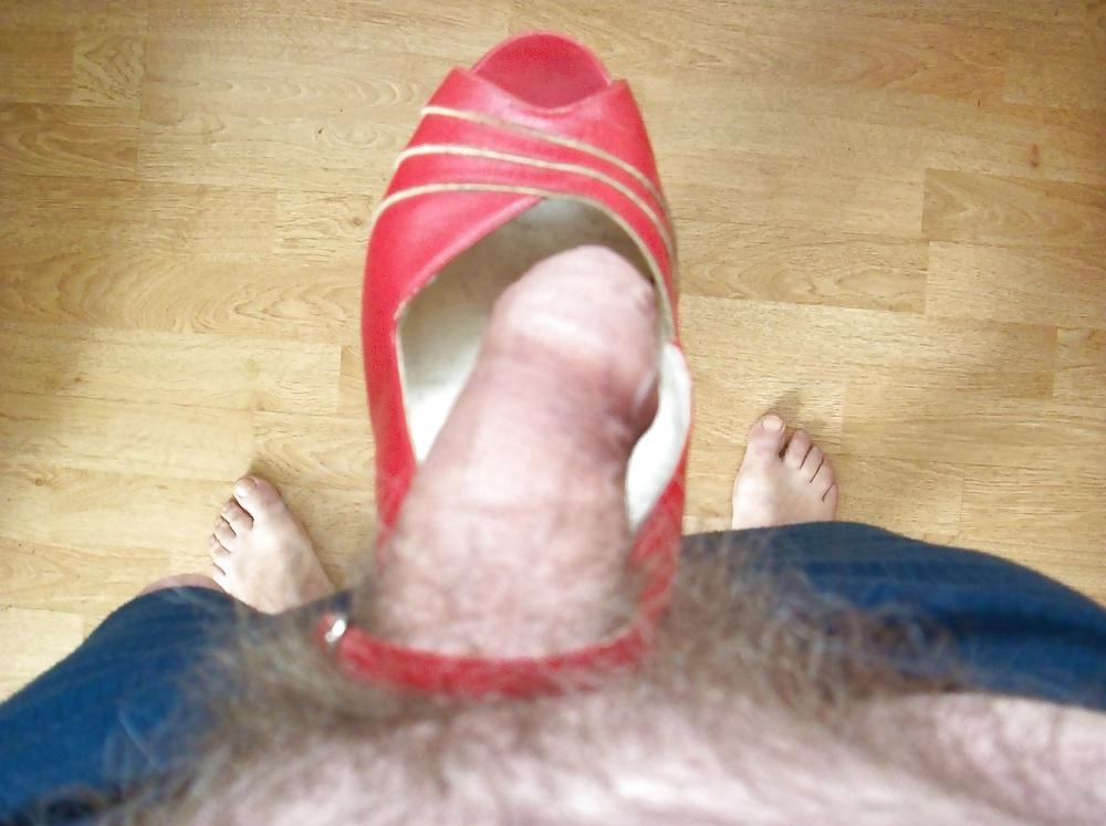 24P Red shoe with open heel and toe 