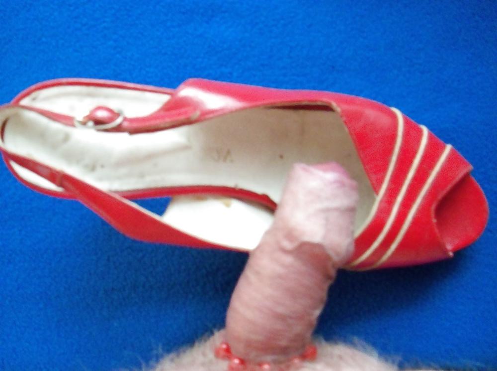 24P Red shoe with open heel and toe 