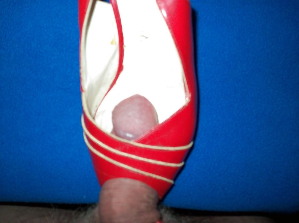 24P Red shoe with open heel and toe 
