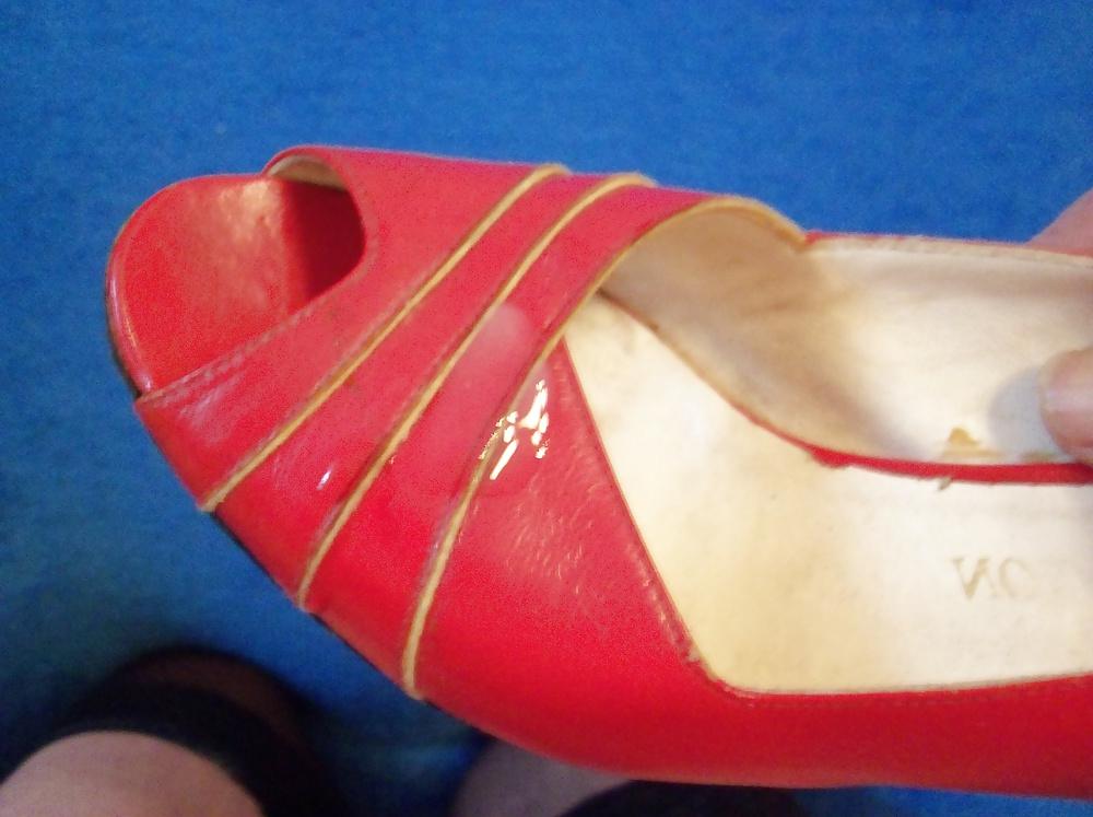 24P Red shoe with open heel and toe 