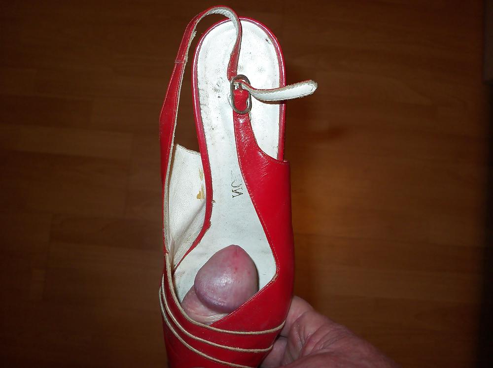 24P Red shoe with open heel and toe 