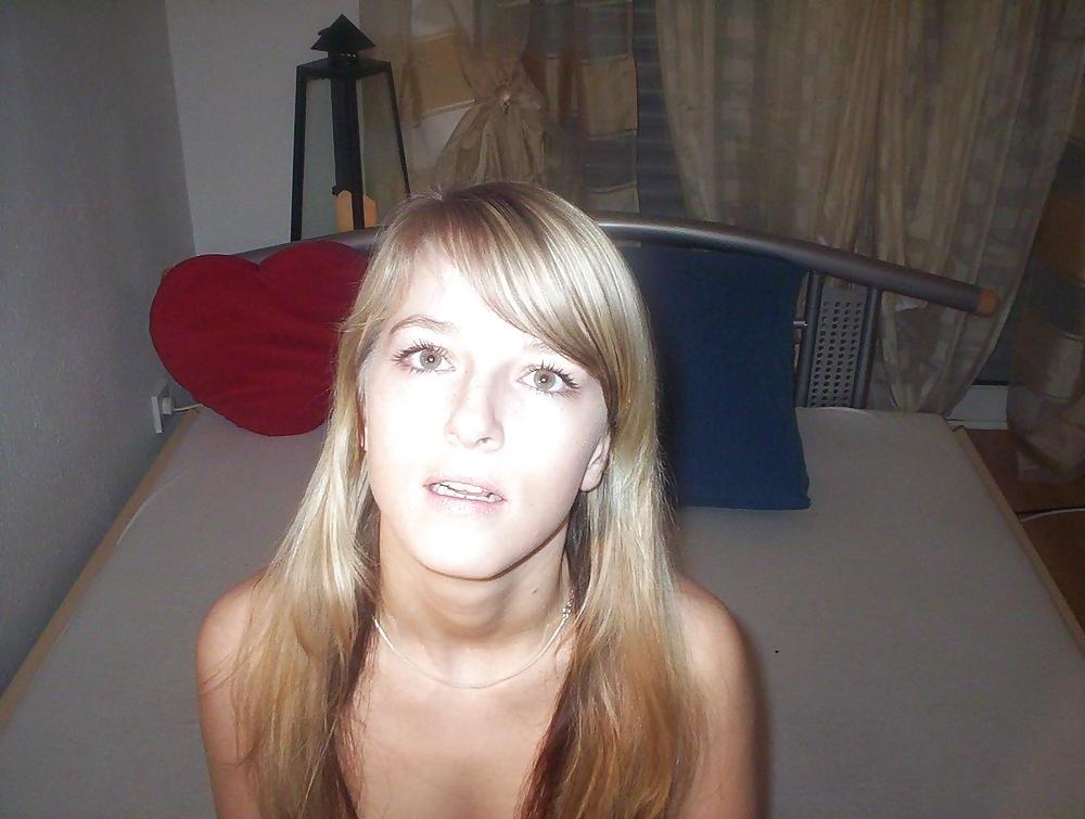 25P Sweet blonde posing at home