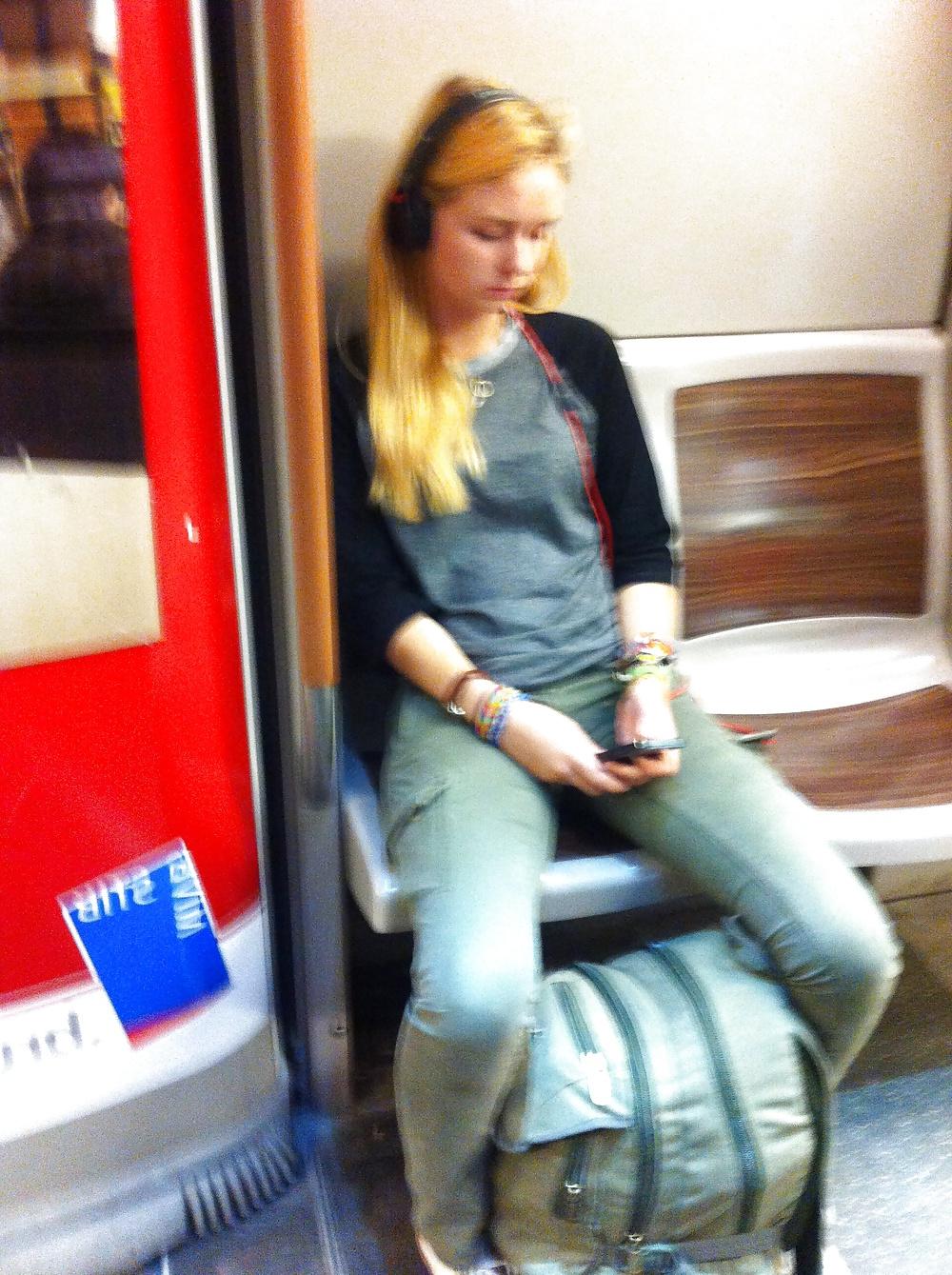 11P Hot blonde girl in the metro