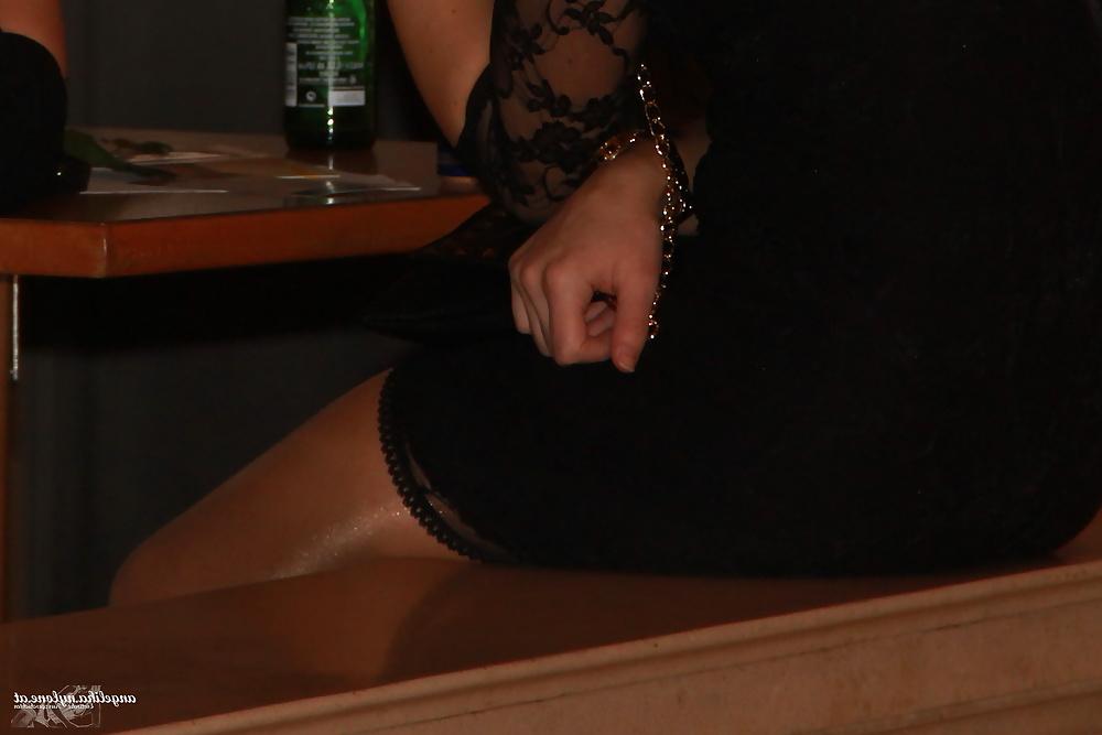 10P Sexy Lady wearing shiny Pantyhose in Restaurant.. Hidden 